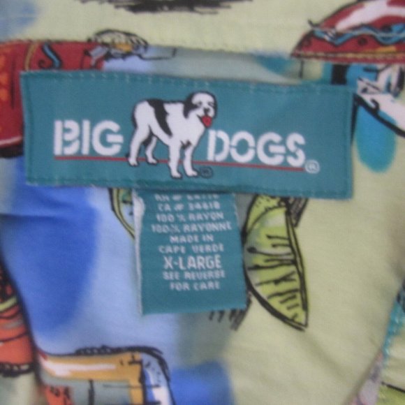 Big Dogs vintage Men Hawaiian camp shirt p2p 26 XL aloha luau tropical alcohol - Picture 8 of 8